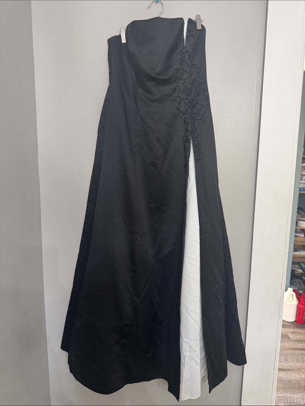 Michaelangelo Black Evening Dress with White Label Detail